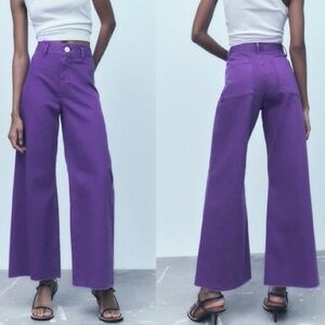ZARA Marine Straight Jean High Rise Purple